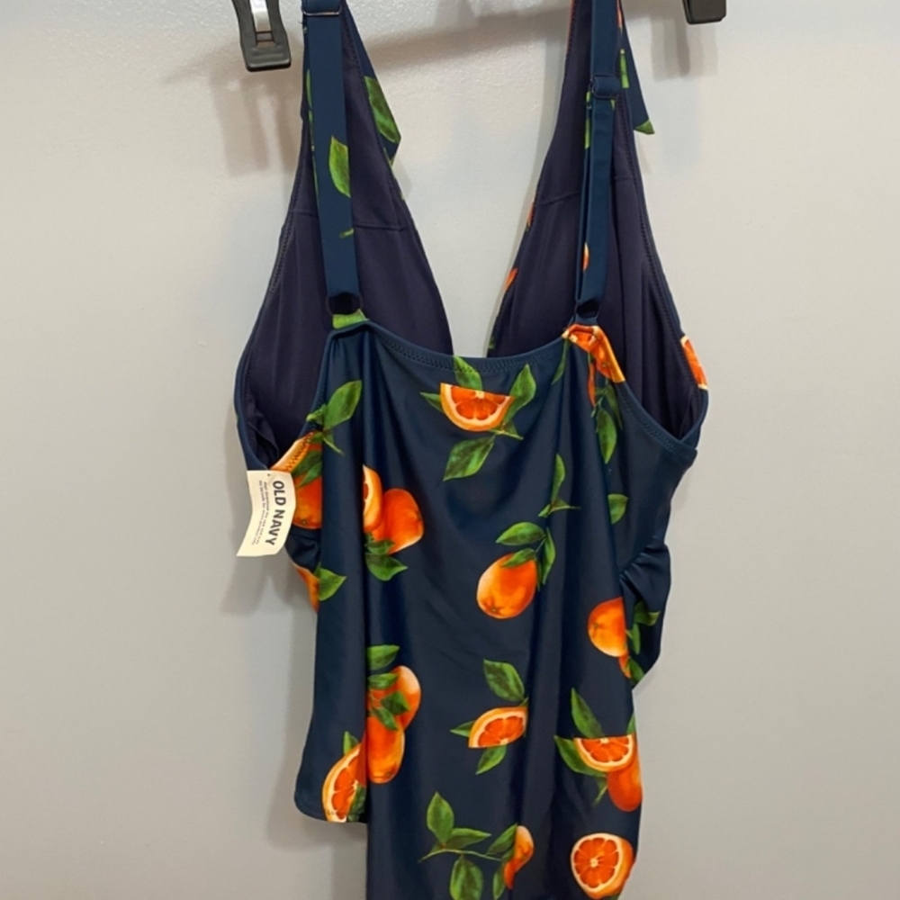 OLD NAVY Blue One-Piece Swimsuit Orange Fruit Print Plus Size 3X - Picture 4 of 14